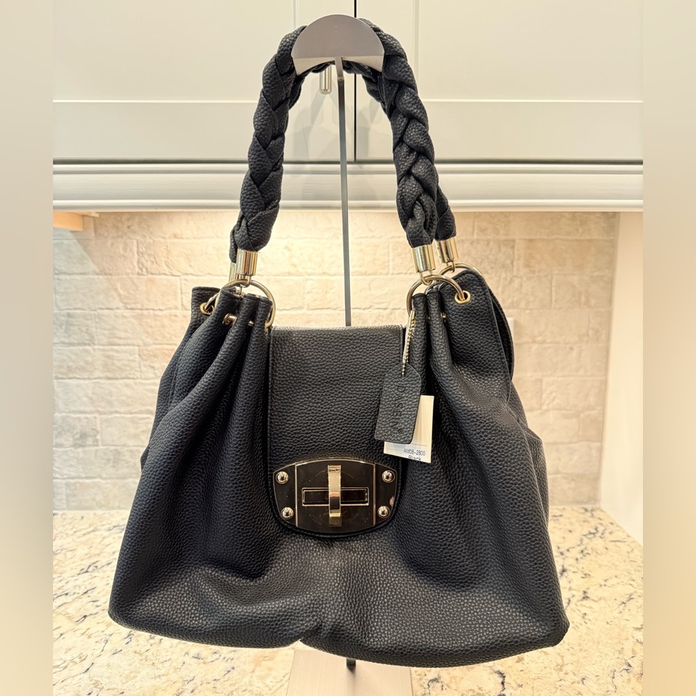 Dasein NWT Black Leather Shoulder Bag